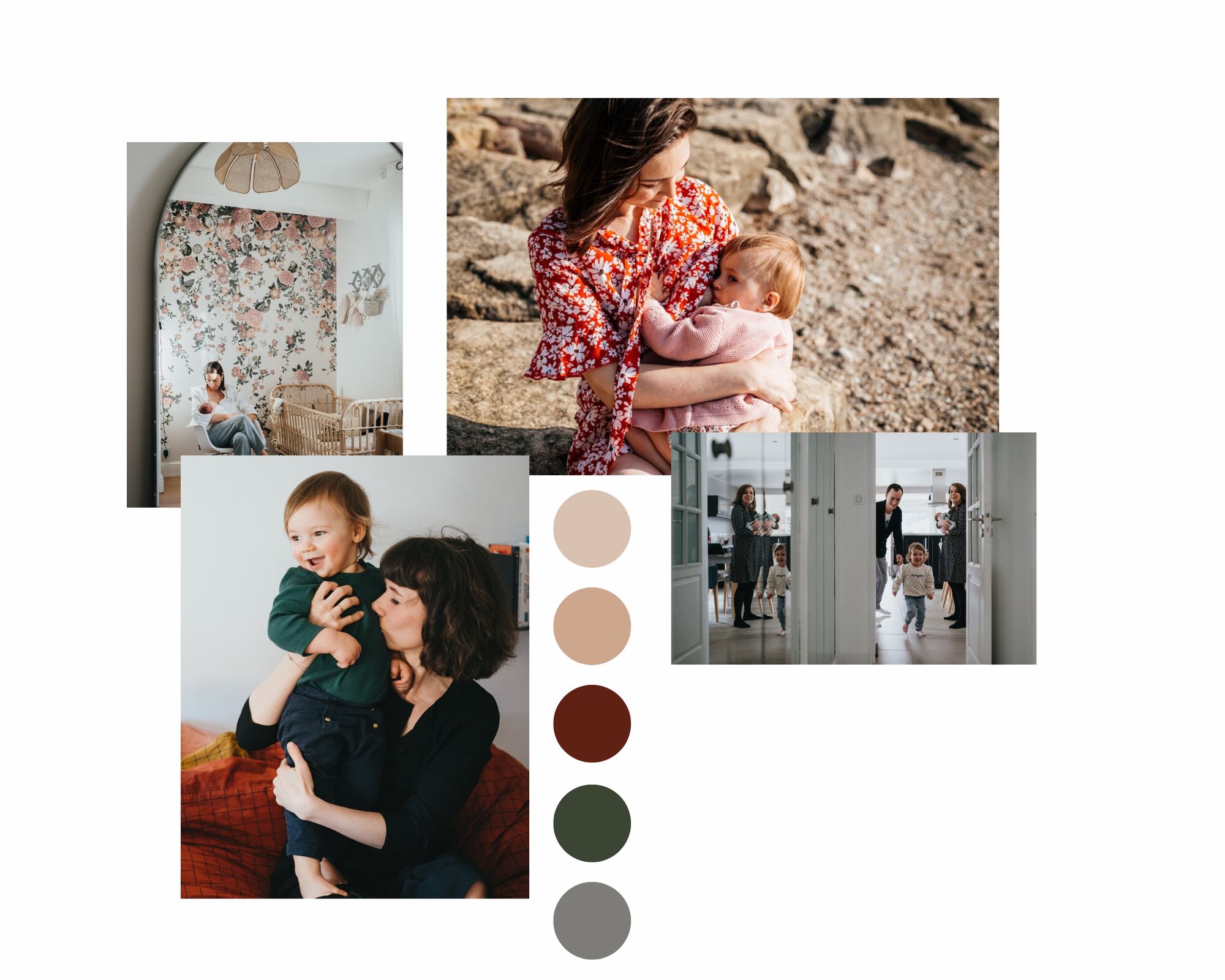 moodboard palette de couleurs photographe famille - création de site internet sur mesure - caroline liabot webdesigner